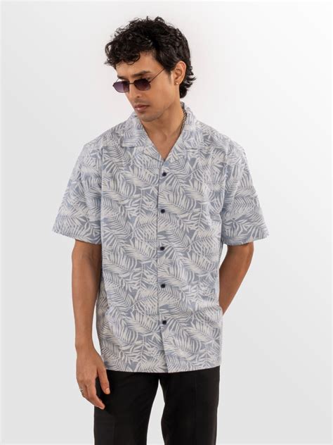 Blue Leafy Cuban Shirt – Eszett