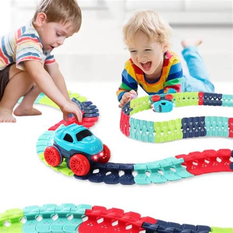 Diy Track With Led Light Race Car Flexible Railway Toys Kit Car ...