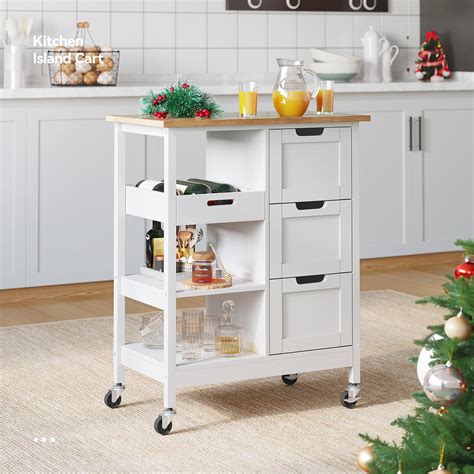 Mua YITAHOME Small Solid Wood Top Kitchen Island Cart on Wheels with ...