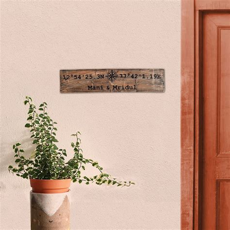 Buy Rustic Wood Hand-painted Couple Nameboard with Co-ordinates Online ...