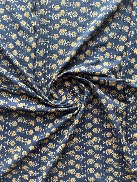 Natural Dyed Ajrakh Handblock Printed Cotton Fabric -19893 – Fabk-in