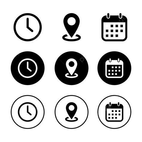 Time Address And Date Icon Vector Elements For Events, Time, Address ...