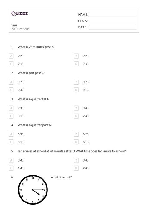 50+ Time worksheets for 4th Class on Quizizz | Free & Printable