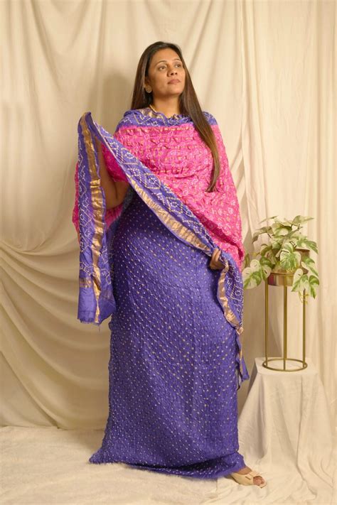 Royal Blue Bandhani – Pure Silk Garchola Suit Set – Jardosh Studio