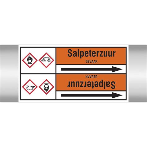 BRADY N006543 leidingmerker voor salpeterzuur, met pictogram 33 m x 127 ...