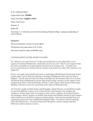 AECC Question Paper 1 Sem - S. No. of Question Paper Unique Paper Code ...