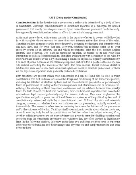 Constitutionalism and its theories - AM I (Comparative Constitution ...