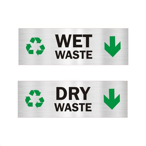 Dry Wet Waste Acrylic Signboard Silver color 15x5 inches : Amazon.in ...