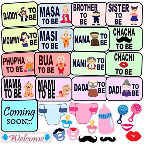 SYGA Set of 24 Baby Shower Party Photo Booth Props Craft Item, Multi ...
