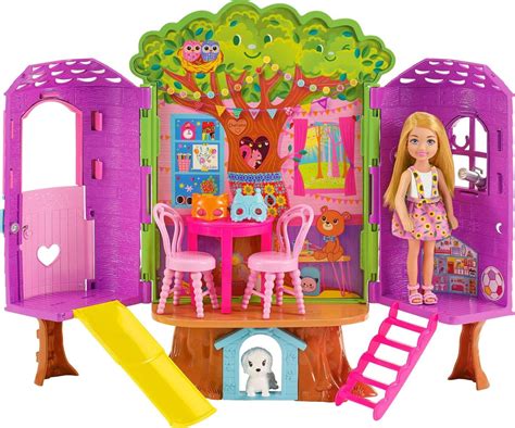 Barbie - Chelsea Doll and Tree House Playset with Puppy with Furniture ...