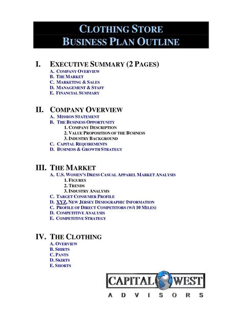 Clothing Business Plan Template