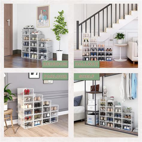 Buy Drop Front Shoe Boxes Clear 12 PACK Shoes Storage Containers ...