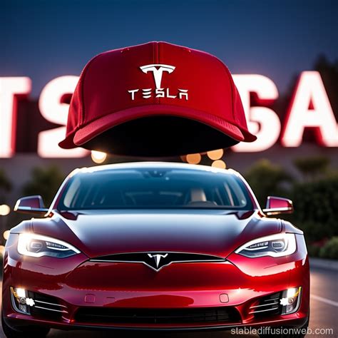 animated tesla automobile wearing a red maga hat Prompts | Stable ...