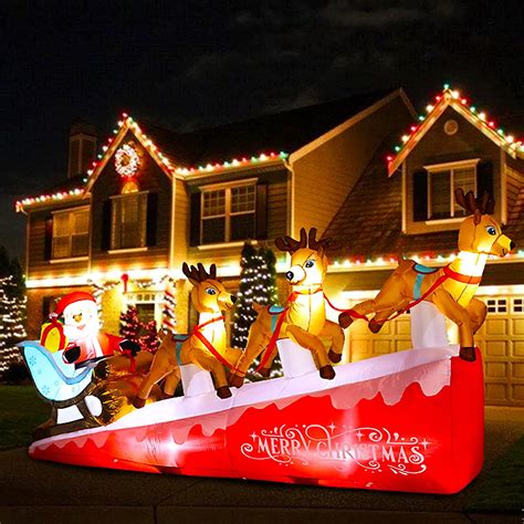 Buy 9FT Long Christmas Yard Inflatables Outdoor, Blow Up Santa Claus on ...