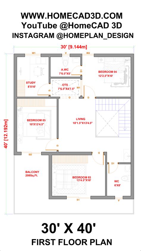 30x40 Floor Plan | 5Bhk Duplex Home Plan North Facing - Home CAD 3D