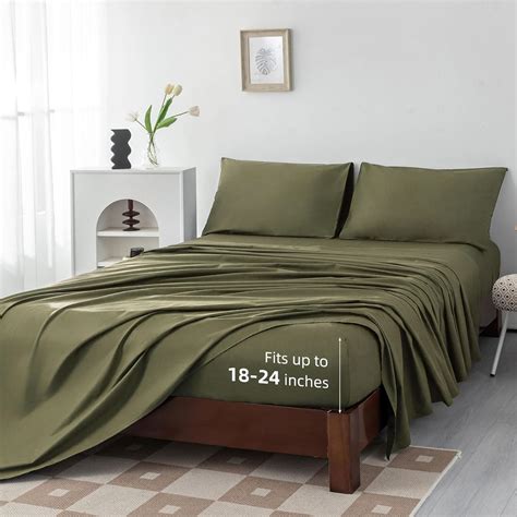 Amazon.com: Levoo 100% Cotton Sheets King Size Set 18"-24" Extra Deep ...