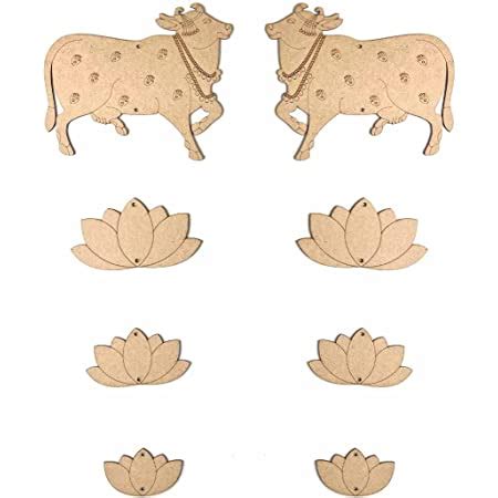 Buy Adikala Pre Engraved Pichwai Cow MDF Cutout Base 7.INCH for DIY ...