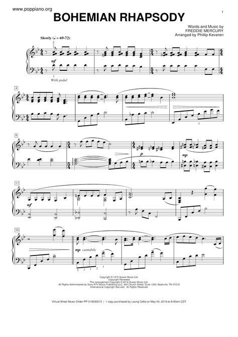 Queen-Bohemian Rhapsody Sheet Music pdf, -波西米亞狂想曲 楽譜 - Free Score ...