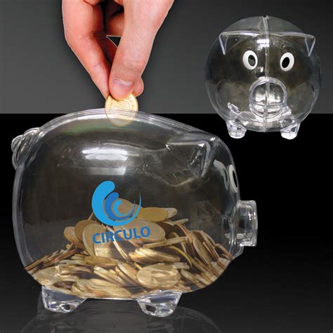 Clear Plastic Piggy Bank - Non Light Up Novelties & Toys