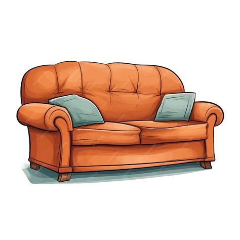 Hand drawn Sofa cartoon vector illustration clipart white background ...