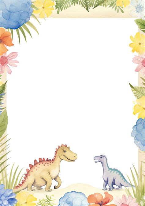 Dinosaurs Page Border And Printable Background in Word - Slidesdocs