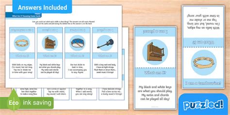 What am I? Music Guessing Game Cards - Twinkl Puzzled - kids