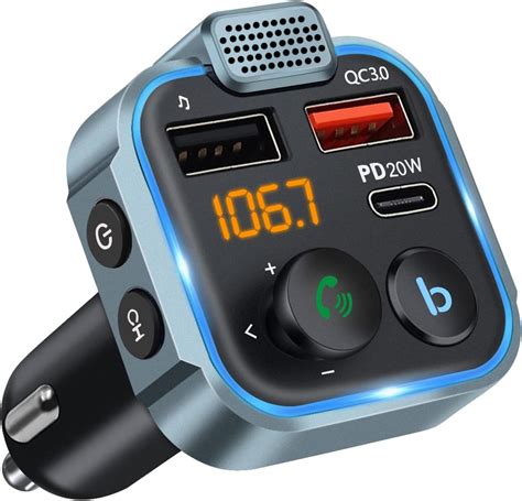 Bluetooth FM Transmitter Bluetooth 5.1 Car Bluetooth Adapter, QC3.0 Car ...
