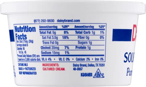 Daisy Sour Cream Nutritional Information – Besto Blog