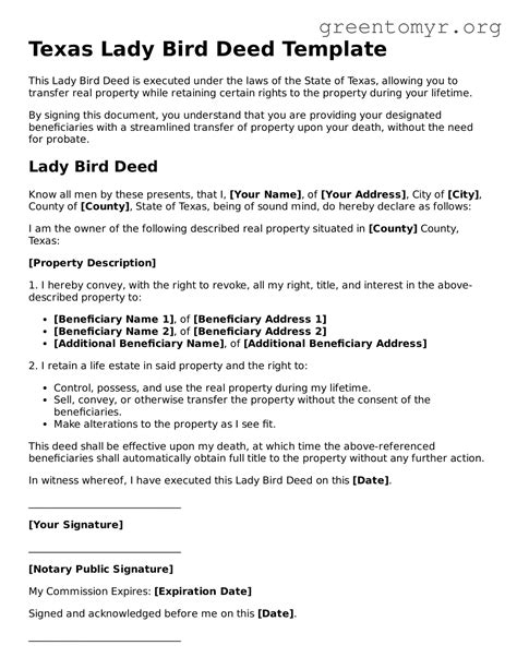 Valid Texas Lady Bird Deed Forms ≡ Fillable Template