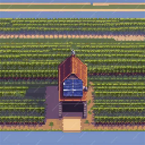 Pixel art farm scene with a central barn | Premium AI-generated image