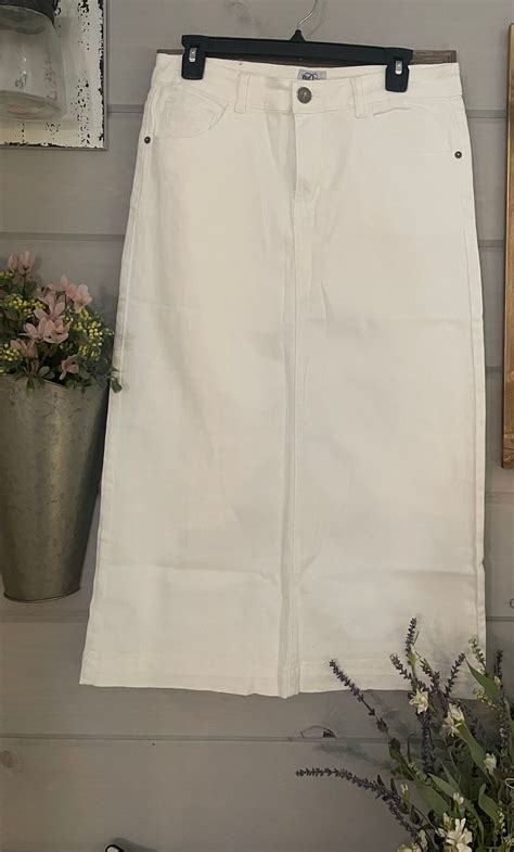 Creamy White Denim Skirt - Etsy