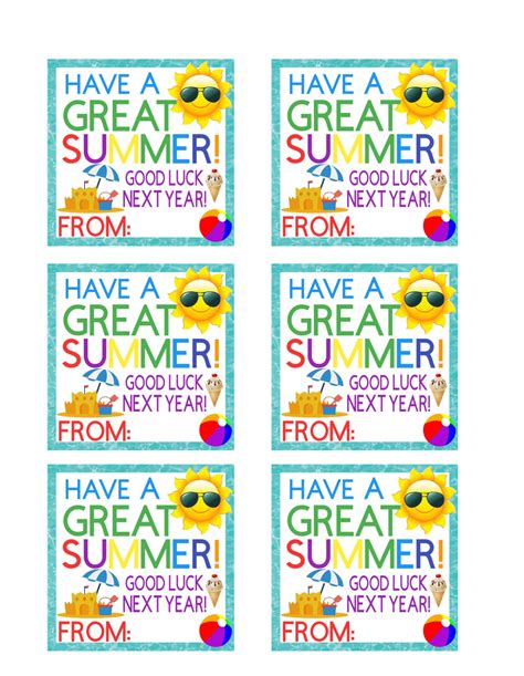 Have A Great Summer Tags Printable Free