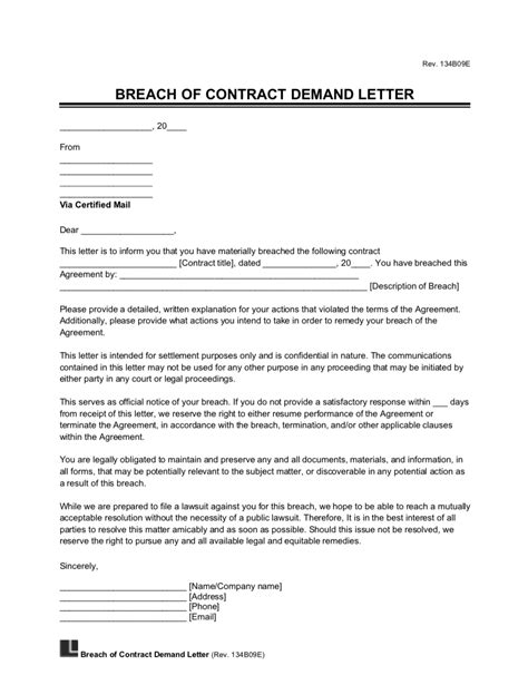 Breach Of Employment Contract Letter Template Word Format - Infoupdate.org
