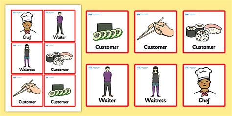 Sushi Bar Role Play Badges - ESL Role Play Resources