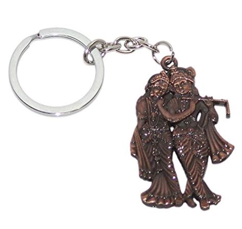 AURA Radha and Krishna Metal Keyring Keychain for Bike Car Copper Brown ...
