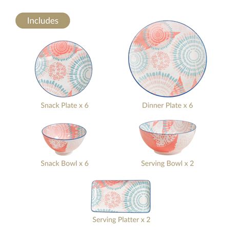Pastel 22 Piece Dinner Set For 6 Online - Premium Dinner Set | Nestasia