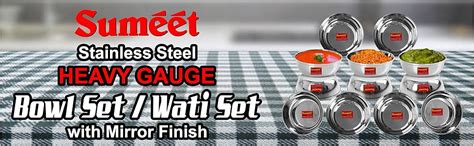 Buy Sumeet Stainless Steel Heavy Gauge Bowl/Wati set with Mirror Finish ...