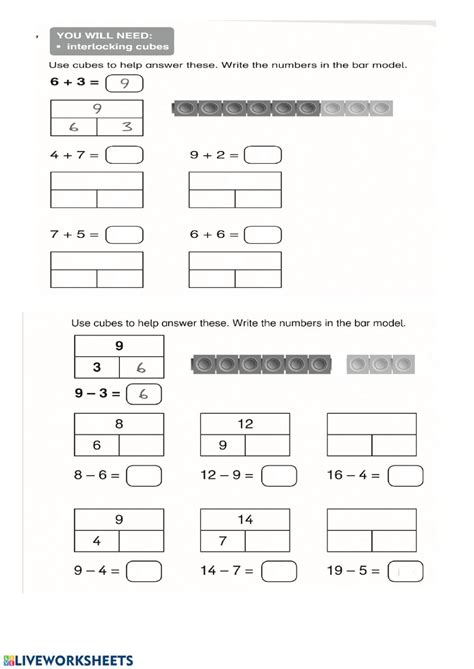 Bar Model Math Worksheets - Free Printable