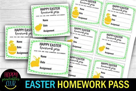 Easter Homework Pass-Printable Easter Homework Pass