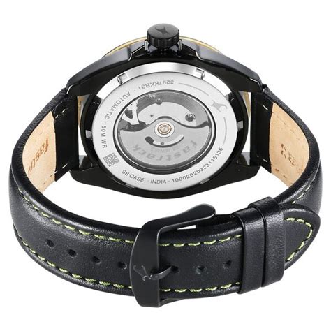 Buy Online Fastrack Automatics Black Dial Leather Strap Watch for Guys ...