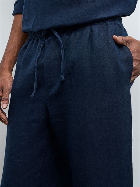 Buy Ascot Indigo Relaxed-Fit Mid-Rise Linen Chinos from Westside