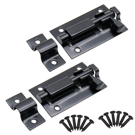 Buy LC LICTOP Black Stainless Steel Slide Bolt Latch Door Barrel 2 Inch ...