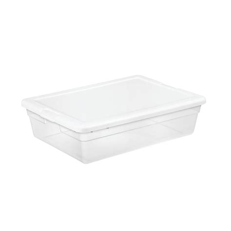 Sterilite 16558010 28 Quart/ 27 Liter Storage Box, White Lid w/Clear ...