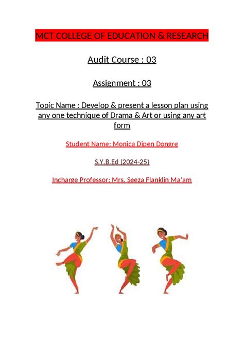Audit Course 03: Lesson Plan Using Drama & Art Techniques for Maths ...