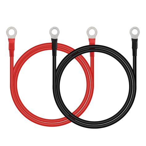 CERRXIAN 3.3FT 12V/24V Battery Ring Terminal Connectors Cable,1 Pair M8 10AWG Car Battery Cable ...