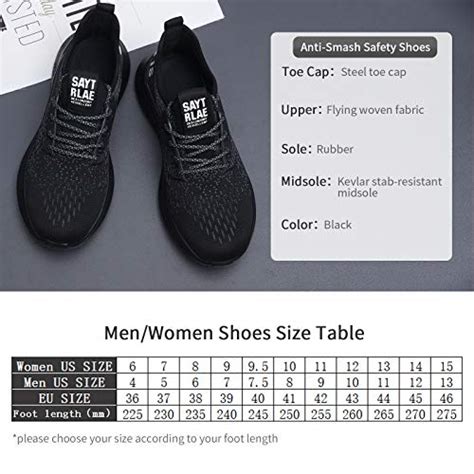 Buy SAYTRLAE Safety Work Shoes Steel Toe Sneaker for Men Women ...