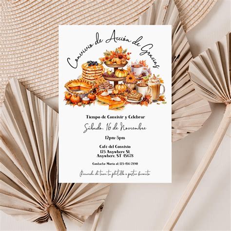 Spanish Thanksgiving Potluck Invitation, Convivio De Acción De Gracias ...