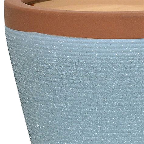 Honeybloom Blue Luka Texture Ceramic Planter, Medium | At Home