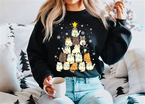 CAT CHRISTMAS SWEATER Cat Christmas Jumper Womens Christmas - Etsy UK