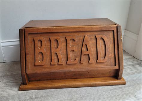 Vintage Bread Box Wood Bread Box Wood Kitchen Counter Storage for Bread ...